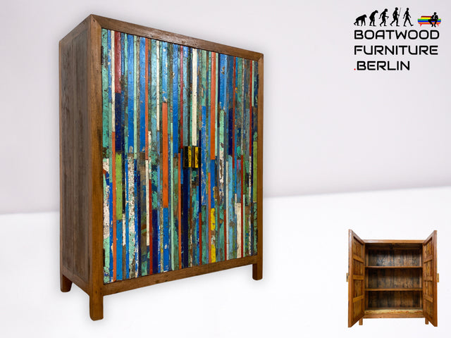 Besonders schönes Sideboard aus altem Bootsholz mit Schubladen I Schrank Anrichte Kommode Buffet Büfett Küchenschrank Flurschrank Fernsehschrank Patchwork I