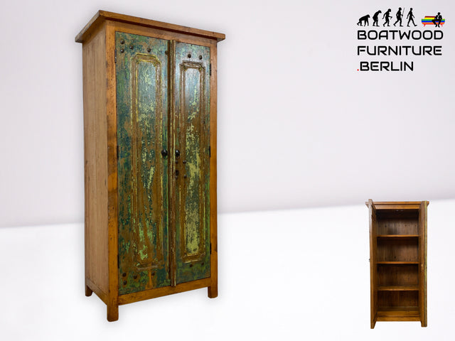 Einzigartiger Hochschrank handgefertigt aus altem Bootsholz I Teakholz massiv I Schrank Highboard Wäscheschrank Kleiderschrank Küchenschrank Besenschrank Flurschrank I&nbsp;