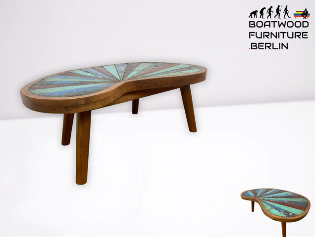 Farbenfrohe kleine Kommode aus altem Bootsholz in Originalfarben mit Schubladen I Schrank Schubladenkommode Wäschekommode Badschrank Flurkommode Küchenschrank I