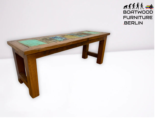 Besondere Anrichte handgefertigt aus altem Bootsholz mit Lamellen Türen & Schubladen I Teakholz I Schrank Sideboard Kommode Büfett Küchenschrank Wäscheschrank I