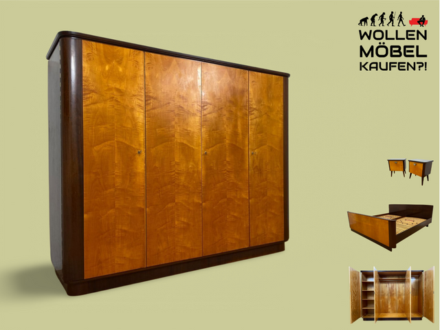 WMK # Sehr hübscher und gut erhaltener großer Mid-Century Kleiderschrank aus 1959 von VEB Ostthüringer Möbelwerke # Schrank Schlafzimmerschrank Wardrobe Wäscheschrank DDR Vintage Rockabilly 50er 60er