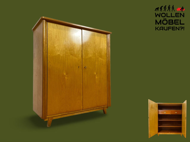 WMK I Formschöner heller Mid-Century Wäscheschrank mit innenliegenden Schubladen I Schrank Wardrobe Highboard Kommode Wäschekommode Schuhschrank Flurschrank Vintage 50er 60er Berlin Bremen Frankfurt