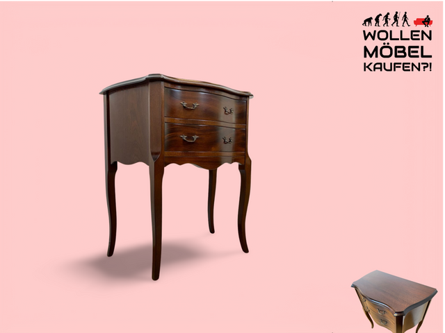 WMK # Hochwertige und sehr gut erhaltene kleine Stilmöbel Kommode aus vollem Holz im antikem Stil mit Schubladen und Messinggriffen # Schubladenkommode Flurkommode Beistelltisch Barock Rokoko Vintage