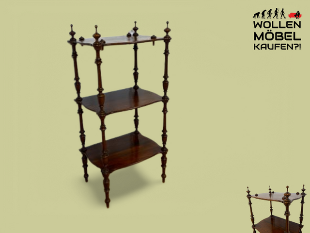 WMK I Elegantes und sehr filigranes kleines antikes Regal aus Dänemark, Vollholz mit feinen Drechslerarbeiten I Holzregal Bücherregal Küchenregal Säulenregal Gründerzeit Vintage Berlin Bonn Regensburg