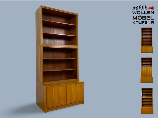 WMK # Schöner & gut erhaltener hoher modularer Mid-Century Bücherschrank aus 1958 von WK Möbel mit verstellbaren Regalböden # Regal Bücherregal Schrank Sideboard Kommode Wohnzimmerschrank Vintage 50er