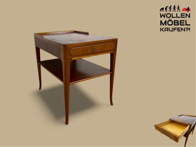 WMK I Stilvoller und sehr gut erhaltener skandinavische 50er Jahre Nachttisch mit Schublade und Ablage I Kommode Beistelltisch Ablage Nachtkommode Nachtschrank Mid-Century Vintage Rostock Bonn Berlin