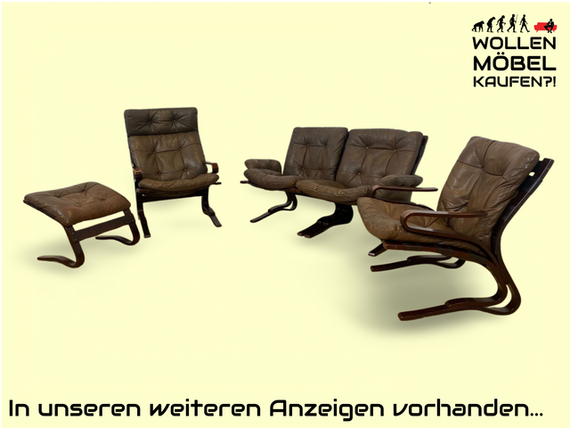 WMK Stilvoller norwegischer 1970er Designerfußhocker Skyline Bentwood von Einar Hove für Hove Møbler mit Echtleder Bezug # Fußhocker Lederhocker Hocker Freischwinger Sitzgarnitur Skandinavisch Vintage