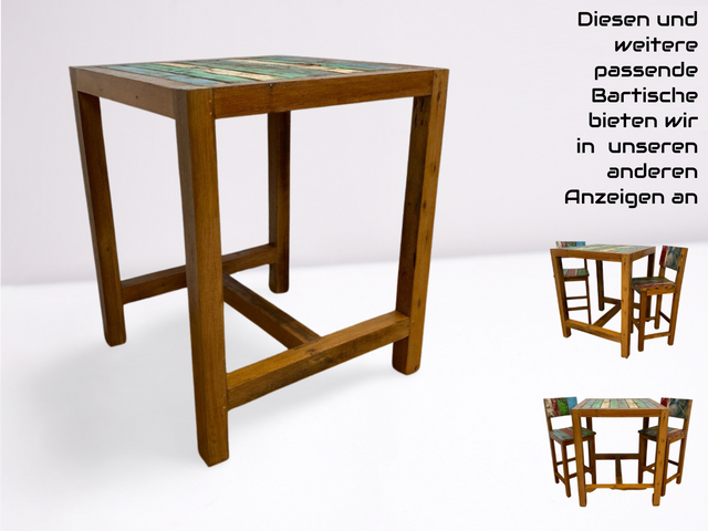 Boatwood by WMK I 1/3 Schöner bunter Barhocker I ein handmade Unikat aus altem Bootsholz l Teakholz massiv I Hocker Sitzhocker Küchenstuhl Holzstuhl Stuhl Bar Stool Hausbar Gastro Berlin Rostock Sylt