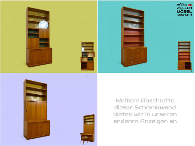 WMK # Stilvoller & gut erhaltener modularer 60er Jahre Designer Bücherschrank v. Bruno Knoblauch für VEB Hellerau # Bücherregal Büchervitrine Highboard Vitrine Regal Barschrank Mid-Century DDR Vintage