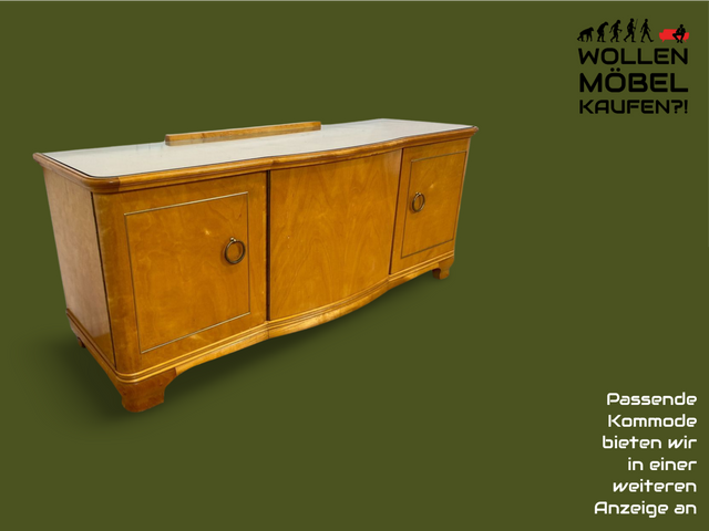 WMK I 1/2 Formschöner heller und großer Mid-Century Nachttisch aus vollem Holz mit Schubladen & abnehmbarer Glasauflage I Nachtkommode Nachtschrank Night Stand Kommode Vintage 60er Berlin Leipzig Kiel