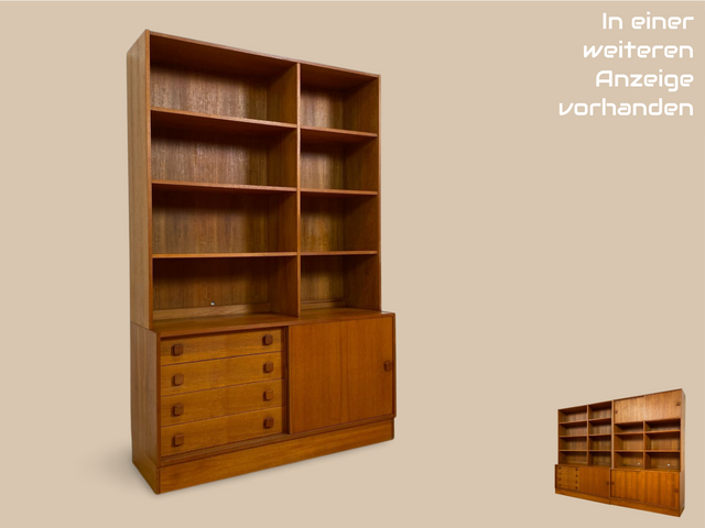 WMK I Stilvolles skandinavisches Designer Bücherregal von Domino Møbler in Teakholz mit verstellbaren Regalböden I Regal Holzregal Regalwand Bücherschrank Danish Design Mid-Century Vintage Teak Berlin
