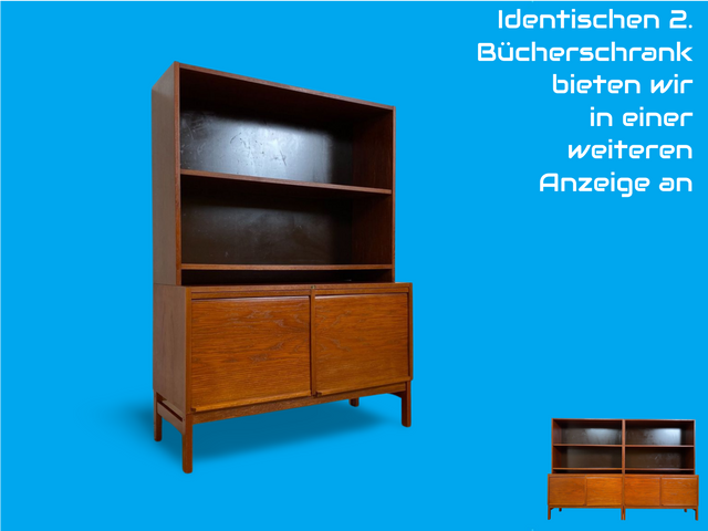 WMK Hochwertiger und sehr gut erhaltener skandinavischer 70er Jahre Bücherschrank mit Rolltüren und verstellbarem Regalboden # Regal Bücherregal Highboard Kommode Sideboard Aktenschrank Vintage Retro