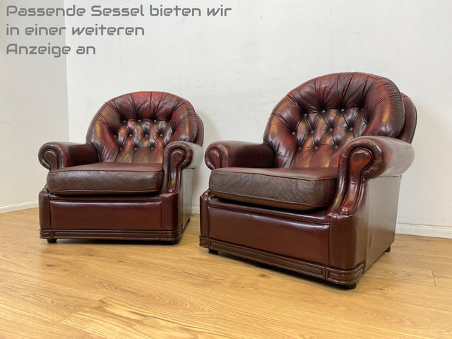 WMK Hochwertiges & sehr gut erhaltenes original englisches Chesterfield Sofa von Pendragon mit weichem gestepptem Echtleder Bezug # Sofa Couch Ledersofa Ledercouch 3-Sitzer Sitzgarnitur Leder Vintage