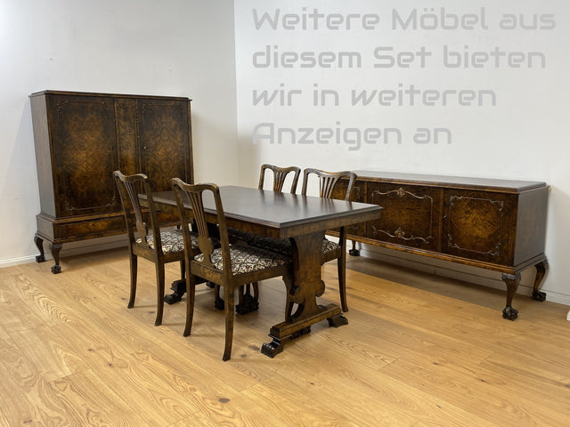 WMK Hochwertiger und gut erhaltener gustavianischer Esstisch, Vollholz in Birkenwurzel , Schweden um 1940, ausziehbar # Tisch Esszimmertisch Küchentisch Dining Table Esszimmer Jugenstil Antik Vintage