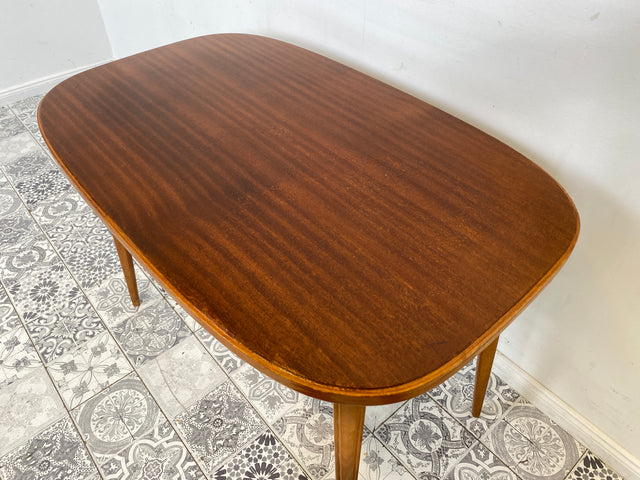 WMK Stilvoller und seltener Mid-Century Couchtisch mit wandelbarer Oberfläche aus Holz oder Resopal und praktischer Zeitungsablage # Wohnzimmertisch Tisch Coffee Table Salontisch 50er 60er Vintage