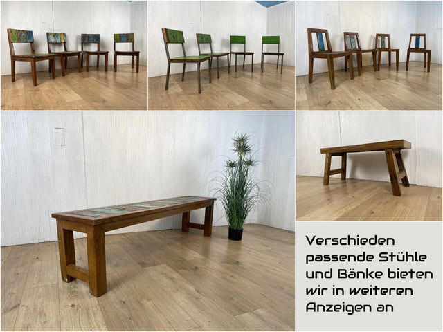 Boatwood by WMK # Sehr schöner & robuster Esstisch (90x90cm) aus altem Bootsholz, ein handgefertigtes Unikat aus massivem Teakholz # Tisch Esszimmertisch Holztisch Küchentisch Gastro Dinning Table