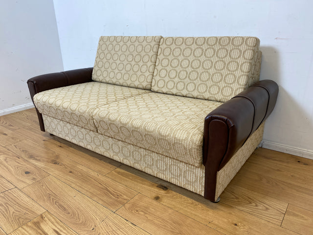 Retro pur! Gemütliche 70er Jahre Couch mit Schlaffunktion mit hellem Originalbezug I Sofa Couch Schlafsofa Schlafcouch Klappcouch Daybed Sitzgarnitur Vintage Space Age 60er I