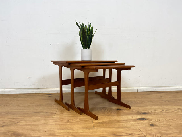 WMK Stilvoller & sehr gut erhaltener skandinavischer 3-in-1 Satztisch aus Teakholz, by Kai Krisitiansen for Vildbjerg Møbelfabrik, 1970er # Couchtisch Beistelltisch Designertisch Danish Design Vintage