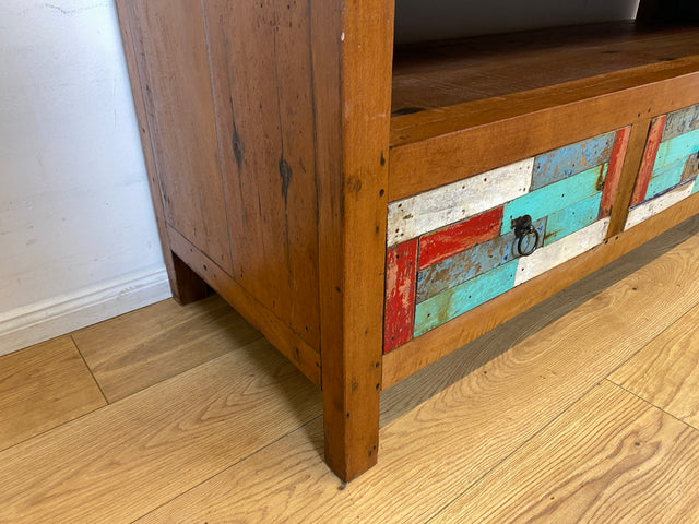 Boatwood by WMK I Handgefertigtes 150cm langes TV-Lowboard aus altem Bootsholz I nachhaltiges Unikat aus massivem Teakholz I Sideboard Kommode Bank Board Anrichte Bootsmöbel Rostock Bayern Düsseldorf