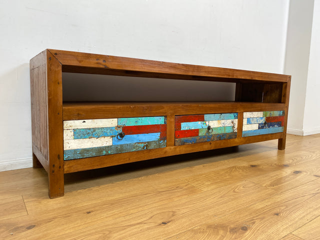 Boatwood by WMK I Besonders schönes 180 cm langes TV Lowboard aus altem Bootsholz I nachhaltiges & handgefertigtes Unikat I Teakholz massiv I Kommode Bank Board Anrichte Bootsmöbel Rostock Bremen Sylt