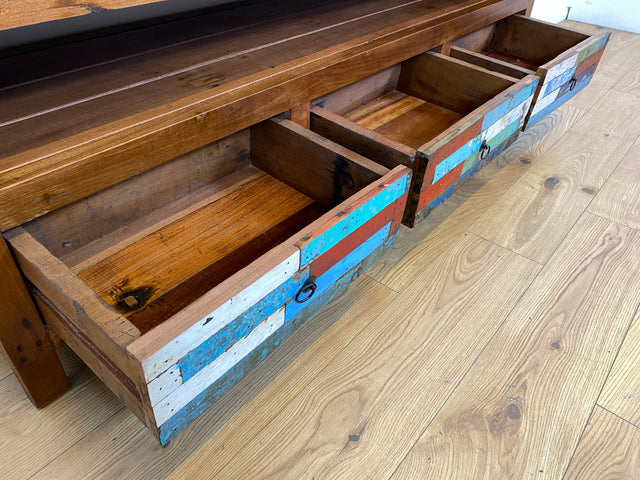 Boatwood by WMK I Besonders schönes 180 cm langes TV Lowboard aus altem Bootsholz I nachhaltiges & handgefertigtes Unikat I Teakholz massiv I Kommode Bank Board Anrichte Bootsmöbel Rostock Bremen Sylt