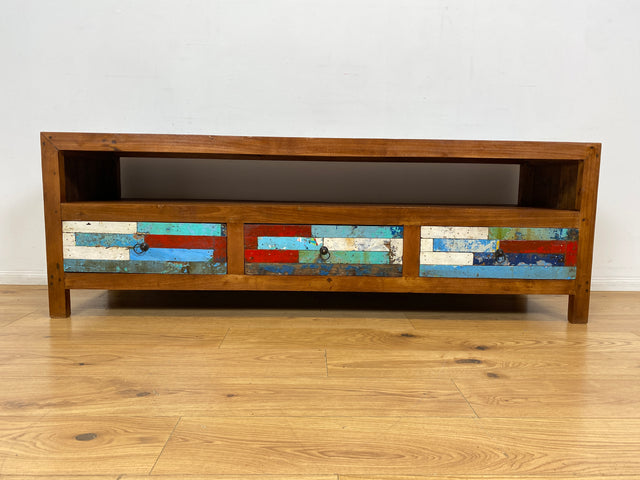 Boatwood by WMK I Besonders schönes 180 cm langes TV Lowboard aus altem Bootsholz I nachhaltiges & handgefertigtes Unikat I Teakholz massiv I Kommode Bank Board Anrichte Bootsmöbel Rostock Bremen Sylt