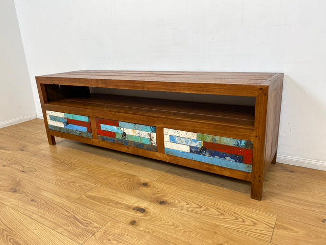 Boatwood by WMK I Besonders schönes 180 cm langes TV Lowboard aus altem Bootsholz I nachhaltiges & handgefertigtes Unikat I Teakholz massiv I Kommode Bank Board Anrichte Bootsmöbel Rostock Bremen Sylt