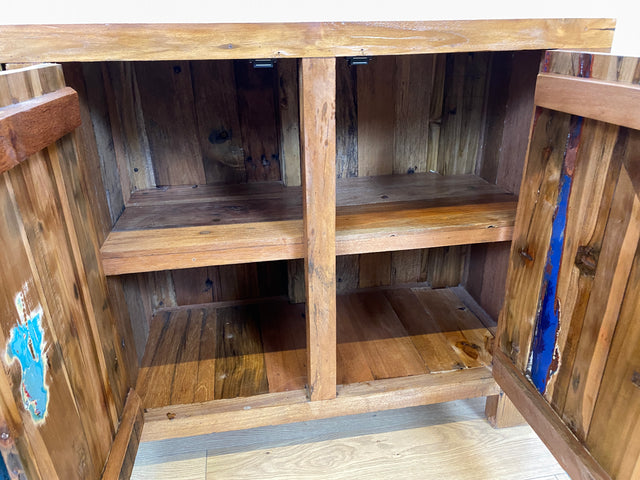 Boatwood by WMK # Sehr schönes 180cm langes Sideboard aus altem Bootsholz, ein handgefertigtes Unikat aus massivem Teakholz # Kommode Fernsehkommode Anrichte TV Bank TV Lowboard Bootsmöbel Chest Teak