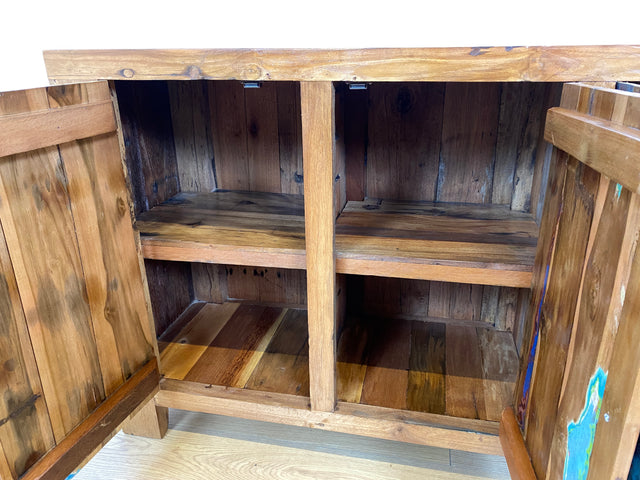 Boatwood by WMK # Sehr schönes 180cm langes Sideboard aus altem Bootsholz, ein handgefertigtes Unikat aus massivem Teakholz # Kommode Fernsehkommode Anrichte TV Bank TV Lowboard Bootsmöbel Chest Teak