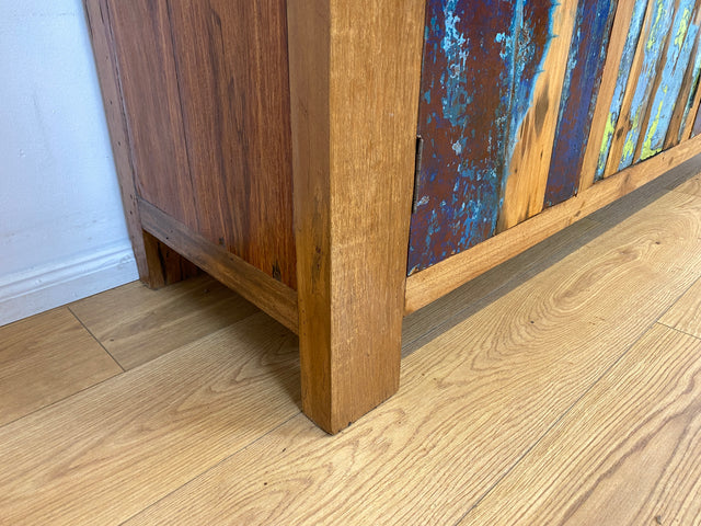 Boatwood by WMK # Sehr schönes 180cm langes Sideboard aus altem Bootsholz, ein handgefertigtes Unikat aus massivem Teakholz # Kommode Fernsehkommode Anrichte TV Bank TV Lowboard Bootsmöbel Chest Teak