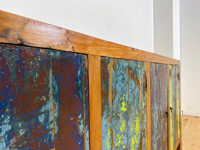 Boatwood by WMK # Sehr schönes 180cm langes Sideboard aus altem Bootsholz, ein handgefertigtes Unikat aus massivem Teakholz # Kommode Fernsehkommode Anrichte TV Bank TV Lowboard Bootsmöbel Chest Teak