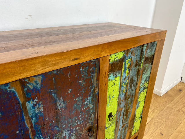 Boatwood by WMK # Sehr schönes 180cm langes Sideboard aus altem Bootsholz, ein handgefertigtes Unikat aus massivem Teakholz # Kommode Fernsehkommode Anrichte TV Bank TV Lowboard Bootsmöbel Chest Teak