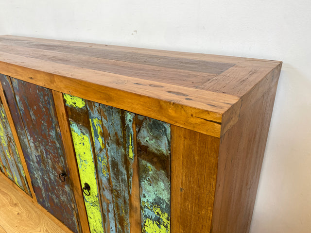 Boatwood by WMK # Sehr schönes 180cm langes Sideboard aus altem Bootsholz, ein handgefertigtes Unikat aus massivem Teakholz # Kommode Fernsehkommode Anrichte TV Bank TV Lowboard Bootsmöbel Chest Teak