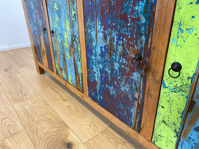Boatwood by WMK # Sehr schönes 180cm langes Sideboard aus altem Bootsholz, ein handgefertigtes Unikat aus massivem Teakholz # Kommode Fernsehkommode Anrichte TV Bank TV Lowboard Bootsmöbel Chest Teak