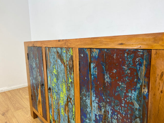 Boatwood by WMK # Sehr schönes 180cm langes Sideboard aus altem Bootsholz, ein handgefertigtes Unikat aus massivem Teakholz # Kommode Fernsehkommode Anrichte TV Bank TV Lowboard Bootsmöbel Chest Teak