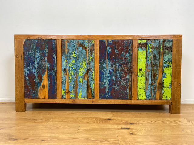 Boatwood by WMK # Sehr schönes 180cm langes Sideboard aus altem Bootsholz, ein handgefertigtes Unikat aus massivem Teakholz # Kommode Fernsehkommode Anrichte TV Bank TV Lowboard Bootsmöbel Chest Teak