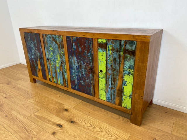 Boatwood by WMK # Sehr schönes 180cm langes Sideboard aus altem Bootsholz, ein handgefertigtes Unikat aus massivem Teakholz # Kommode Fernsehkommode Anrichte TV Bank TV Lowboard Bootsmöbel Chest Teak