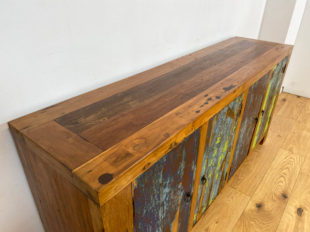 Boatwood by WMK # Sehr schönes 180cm langes Sideboard aus altem Bootsholz, ein handgefertigtes Unikat aus massivem Teakholz # Kommode Fernsehkommode Anrichte TV Bank TV Lowboard Bootsmöbel Chest Teak