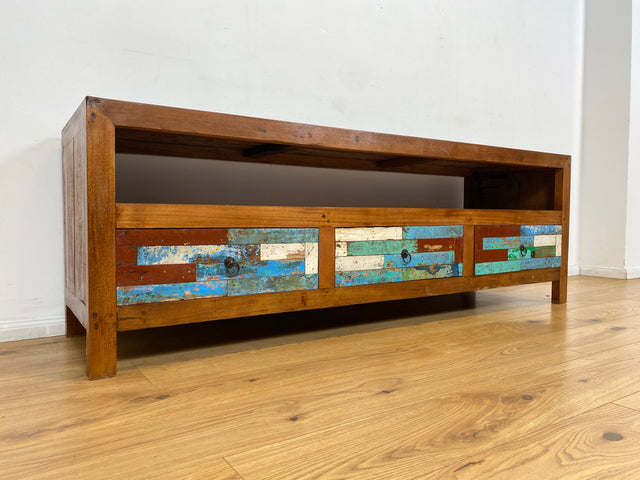 Boatwood by WMK I Besonders schönes 180 cm langes TV Lowboard aus altem Bootsholz I nachhaltiges & handgefertigtes Unikat I Teakholz massiv I Kommode Bank Board Anrichte Bootsmöbel Rostock Bremen Sylt