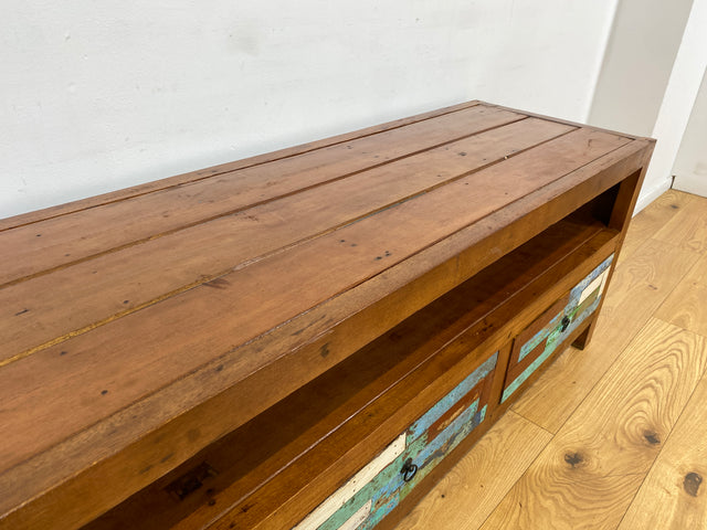 Boatwood by WMK I Besonders schönes 180 cm langes TV Lowboard aus altem Bootsholz I nachhaltiges & handgefertigtes Unikat I Teakholz massiv I Kommode Bank Board Anrichte Bootsmöbel Rostock Bremen Sylt
