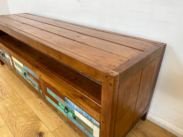 Boatwood by WMK I Besonders schönes 180 cm langes TV Lowboard aus altem Bootsholz I nachhaltiges & handgefertigtes Unikat I Teakholz massiv I Kommode Bank Board Anrichte Bootsmöbel Rostock Bremen Sylt