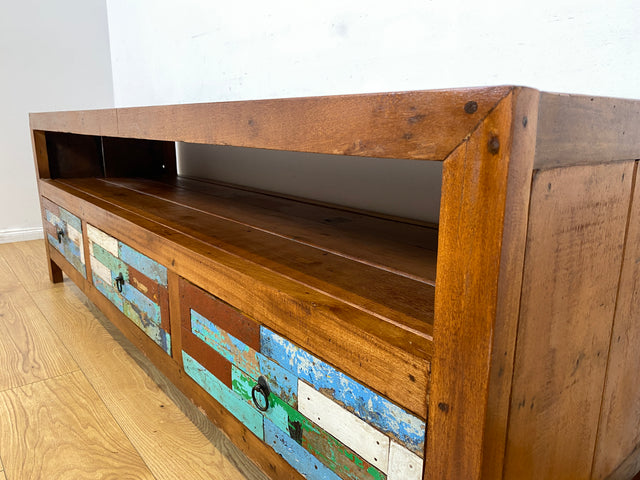 Boatwood by WMK I Besonders schönes 180 cm langes TV Lowboard aus altem Bootsholz I nachhaltiges & handgefertigtes Unikat I Teakholz massiv I Kommode Bank Board Anrichte Bootsmöbel Rostock Bremen Sylt