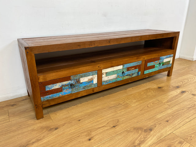 Boatwood by WMK I Besonders schönes 180 cm langes TV Lowboard aus altem Bootsholz I nachhaltiges & handgefertigtes Unikat I Teakholz massiv I Kommode Bank Board Anrichte Bootsmöbel Rostock Bremen Sylt