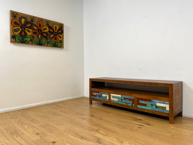 Boatwood by WMK I Besonders schönes 180 cm langes TV Lowboard aus altem Bootsholz I nachhaltiges & handgefertigtes Unikat I Teakholz massiv I Kommode Bank Board Anrichte Bootsmöbel Rostock Bremen Sylt