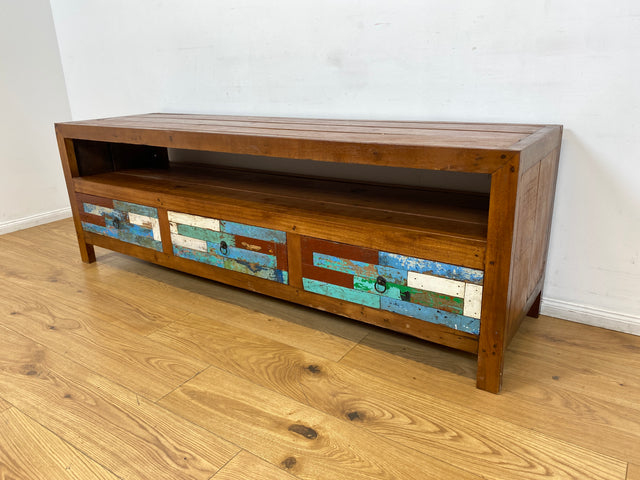 Boatwood by WMK I Besonders schönes 180 cm langes TV Lowboard aus altem Bootsholz I nachhaltiges & handgefertigtes Unikat I Teakholz massiv I Kommode Bank Board Anrichte Bootsmöbel Rostock Bremen Sylt