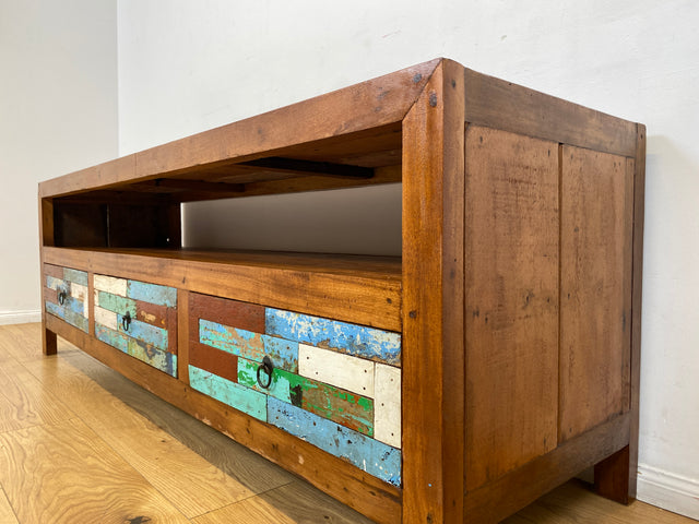 Boatwood by WMK I Besonders schönes 180 cm langes TV Lowboard aus altem Bootsholz I nachhaltiges & handgefertigtes Unikat I Teakholz massiv I Kommode Bank Board Anrichte Bootsmöbel Rostock Bremen Sylt