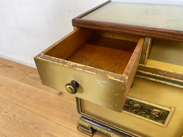 WMK I Wunderschöner jedoch abgerockter 1930er Jahre Art Deco Nachttisch mit Schublade I Nachtschrank Nachtkommode Nachtschränkchen Kommode Beistelltisch Antik Vintage Shabby Chic Berlin Leipzig Köln