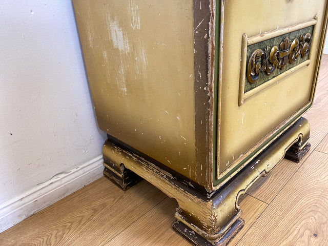 WMK I Wunderschöner jedoch abgerockter 1930er Jahre Art Deco Nachttisch mit Schublade I Nachtschrank Nachtkommode Nachtschränkchen Kommode Beistelltisch Antik Vintage Shabby Chic Berlin Leipzig Köln