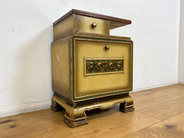 WMK I Wunderschöner jedoch abgerockter 1930er Jahre Art Deco Nachttisch mit Schublade I Nachtschrank Nachtkommode Nachtschränkchen Kommode Beistelltisch Antik Vintage Shabby Chic Berlin Leipzig Köln