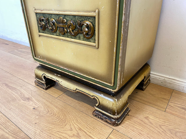 WMK I Wunderschöner jedoch abgerockter 1930er Jahre Art Deco Nachttisch mit Schublade I Nachtschrank Nachtkommode Nachtschränkchen Kommode Beistelltisch Antik Vintage Shabby Chic Berlin Leipzig Köln